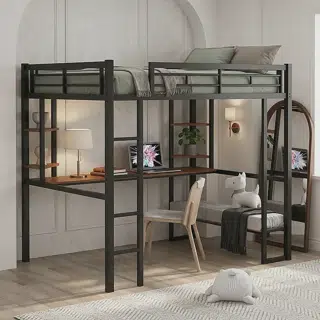 Кровать-чердак из металла с рабочим местом